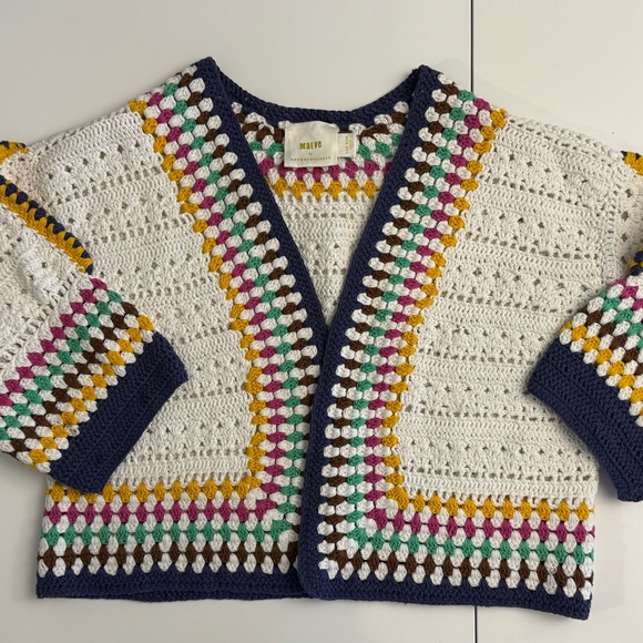 Maeve By Anthropologie Women's Colorful Crochet Open Cardigan Sweater ONE SIZE - Picture 3 of 9